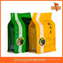 Zip top custom printing block bottom bag for tea packaging